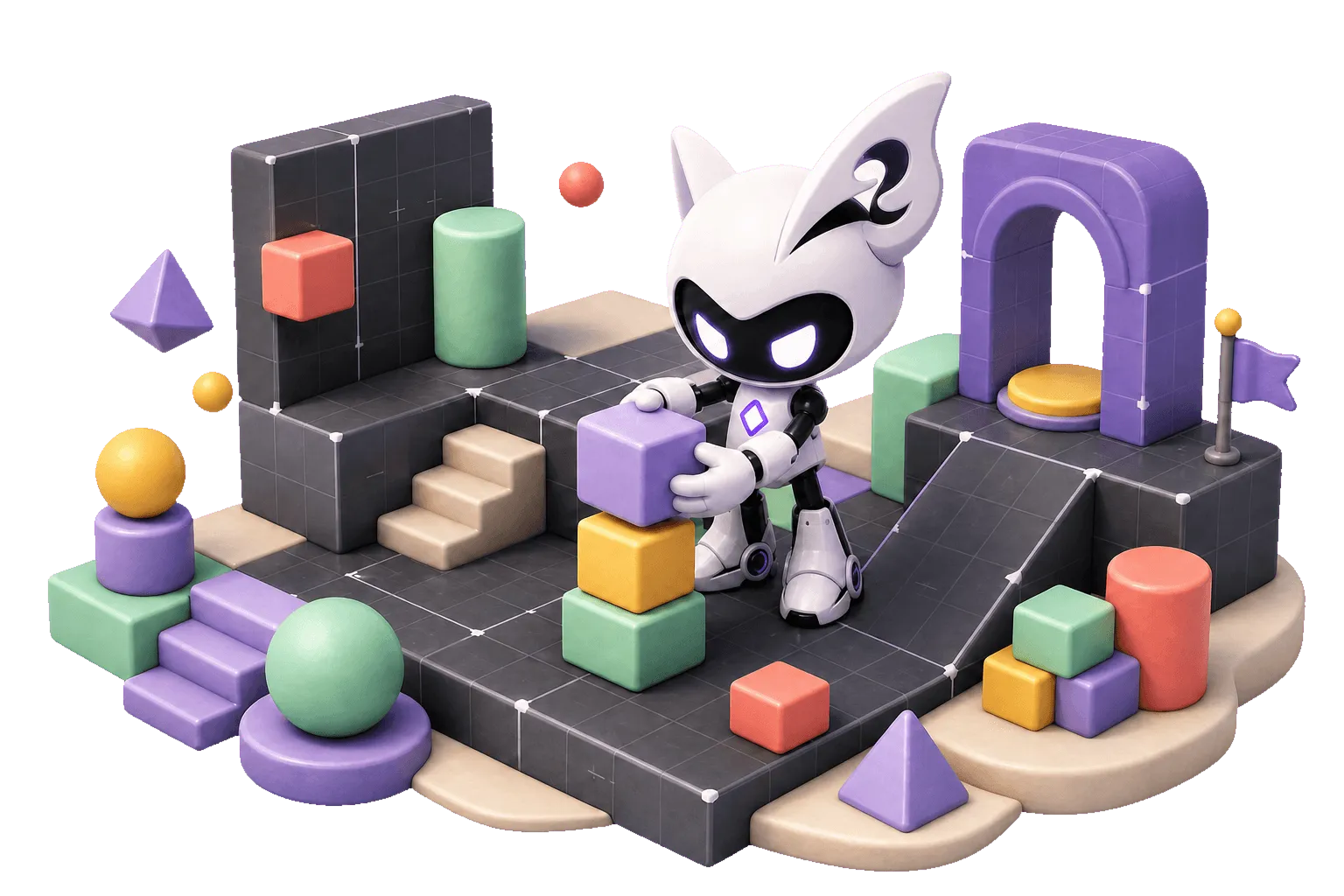 A miniature toy workshop made from a rule engine, creative tools, a creature observatory, and a game portal