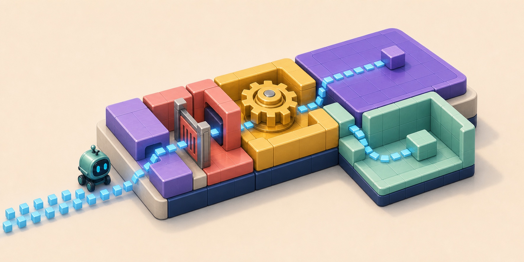 A robot following dense data through an engine core